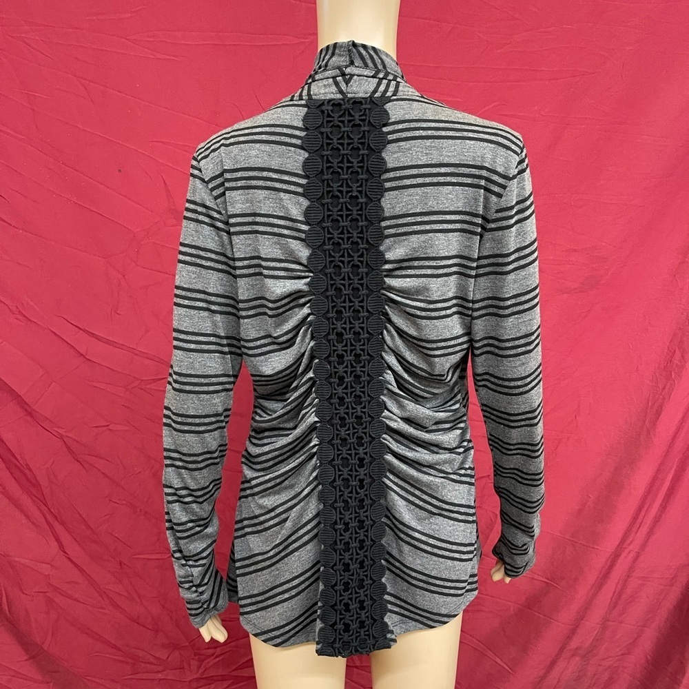 Striped Cardigan/Shell Set with Extreme Crochet Eyelet Detail on back size XL